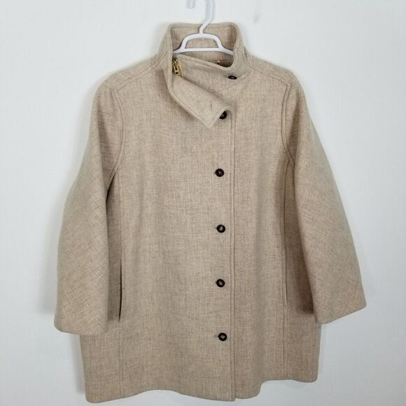 J.Crew Women Villa Coat  Italian Stadium Cloth Sz 22 Heather Sand Zip Up Zip Up - Picture 1 of 7
